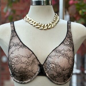 La Vie En Rose Elegant Black Lace Lingerie Bra Size 36D